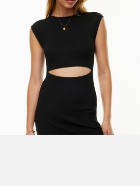 Wilfred Black Ribbed Cutout Dress 2XS Mint